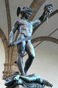 Perseus by Benvenuto Cellini. Bronze and marble (base), 1545–1554. Under the Loggia dei Lanzi, Florence, since 1554. © Marie-Lan Nguyen / Wikimedia Commons