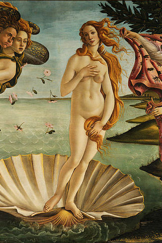 Detail of The Birth of Venus. Sandro Botticelli. 1483-1485. Uffizi Gallery, Florence. Wikimedia Commons. 